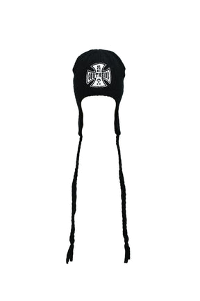 SOUTHSIDE CROSS EAR FLAP BEANIE / BLK