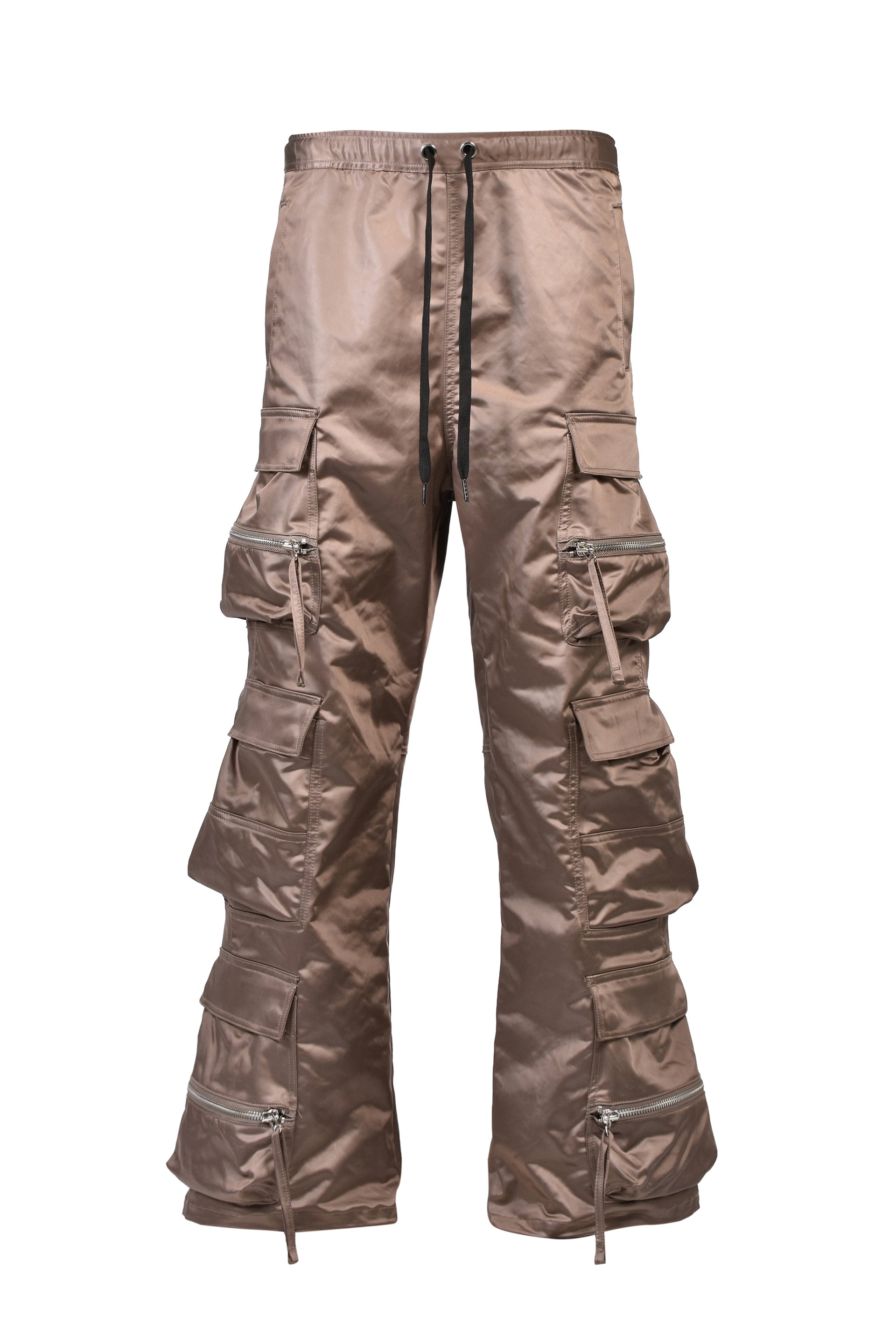 SATIN TRIPLE CARGO PANTS / BRW