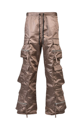 SATIN TRIPLE CARGO PANTS / BRW
