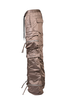 SATIN TRIPLE CARGO PANTS / BRW