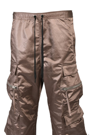 SATIN TRIPLE CARGO PANTS / BRW