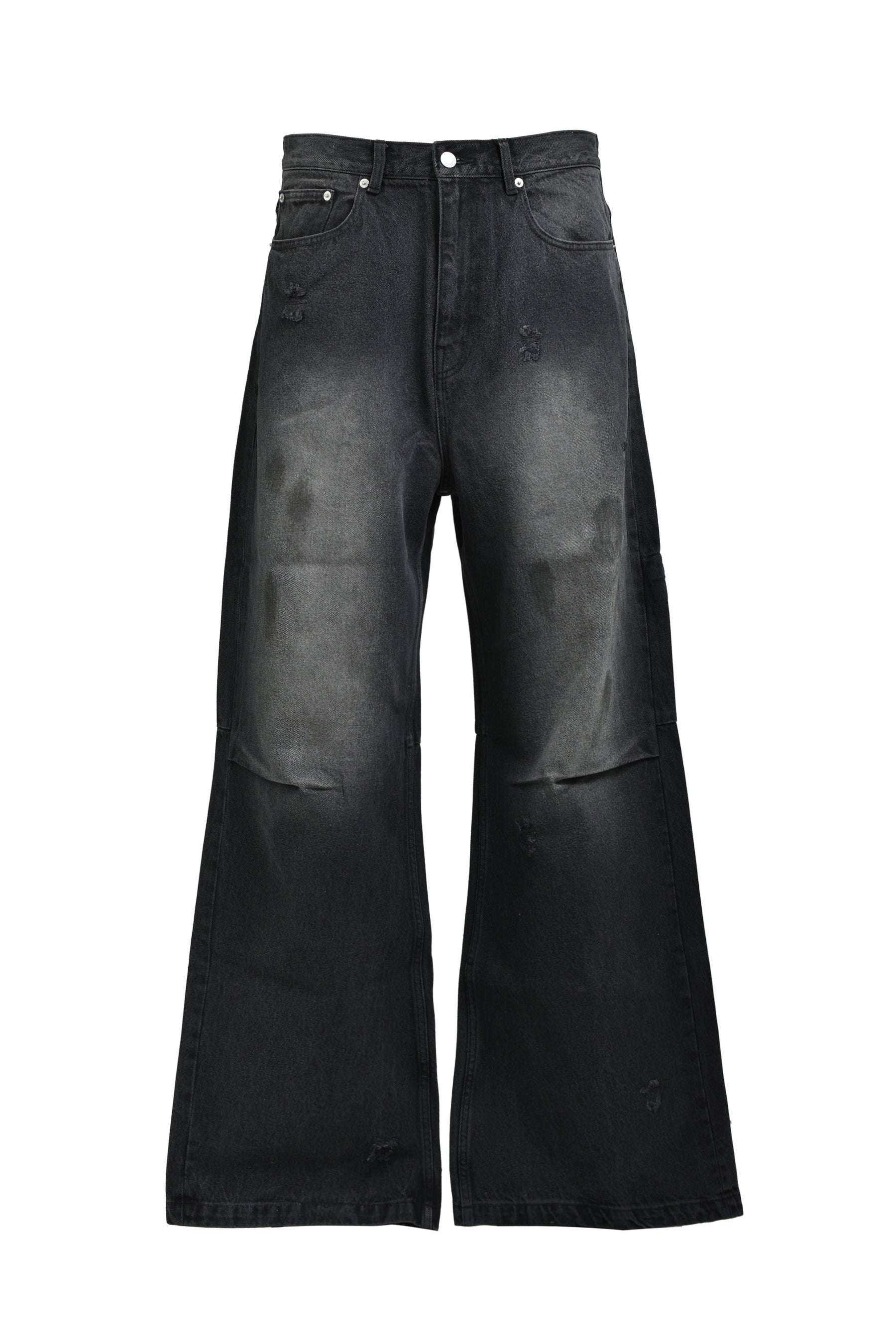 COATING DAMAGE DENIM PANTS / BLK 