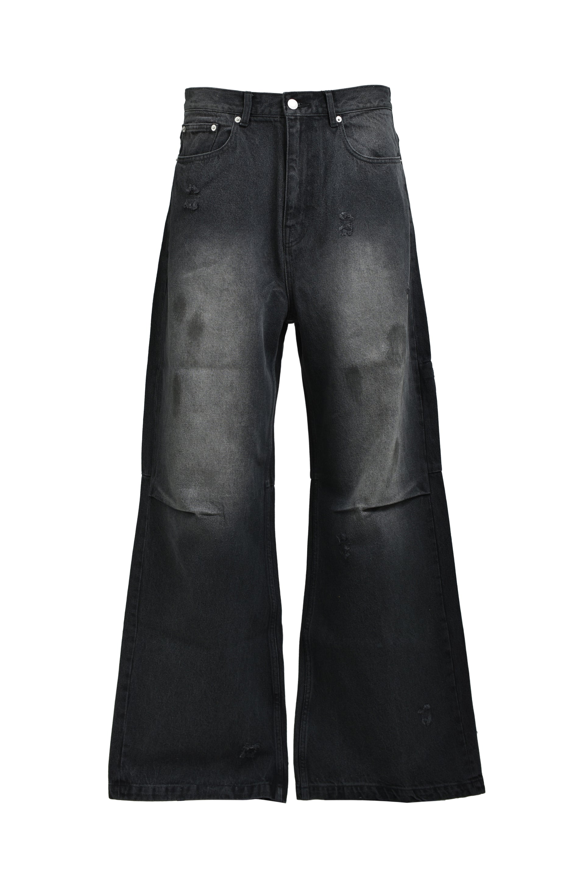 COATING DAMAGE DENIM PANTS / BLK