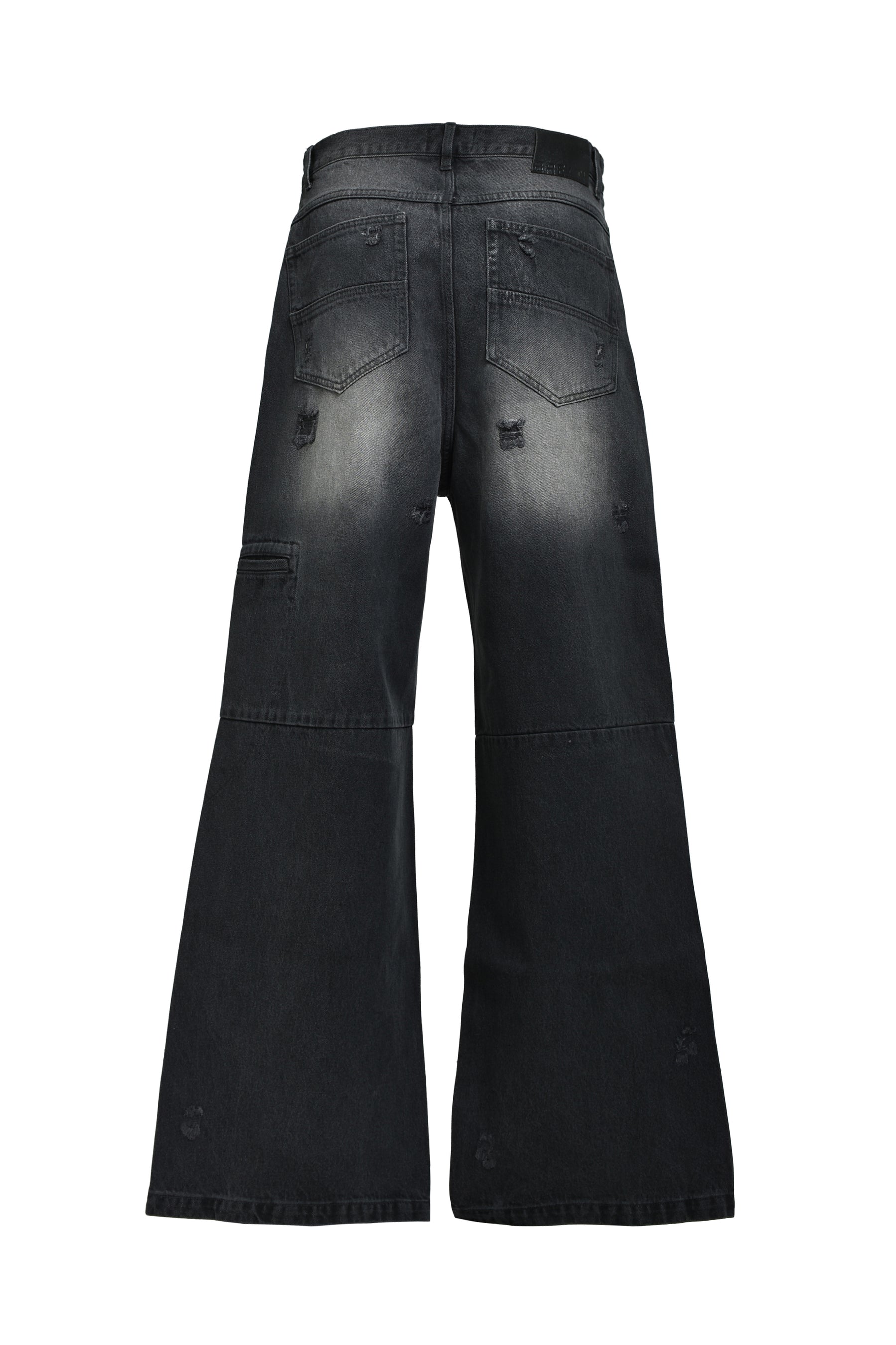 COATING DAMAGE DENIM PANTS / BLK 