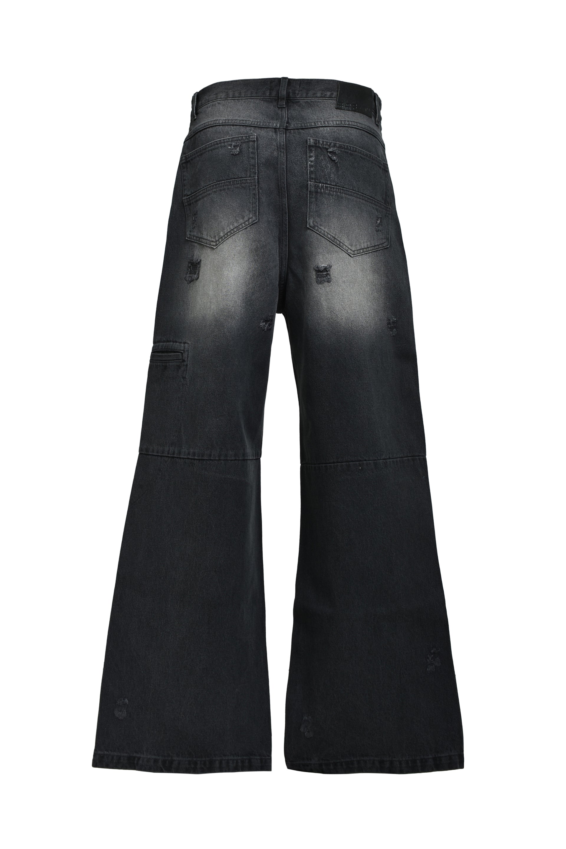 COATING DAMAGE DENIM PANTS / BLK