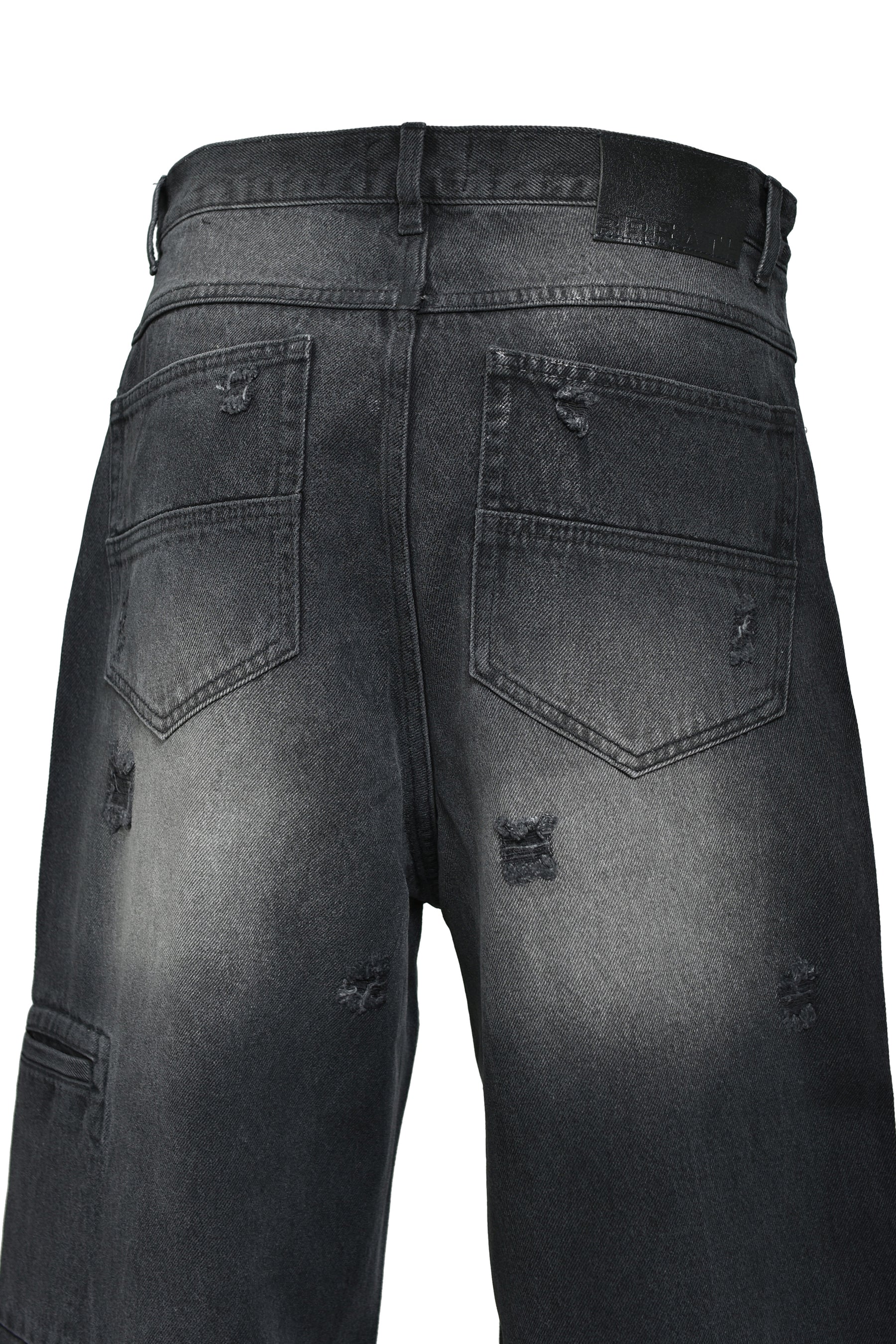 COATING DAMAGE DENIM PANTS / BLK 