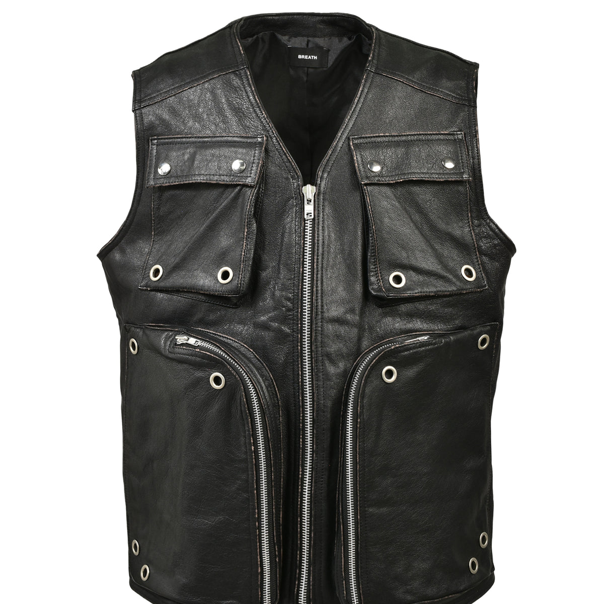 BREATH ブレス SS26 GRUNGE LEATHER CARGO VEST / BLK - NUBIAN ヌビアン