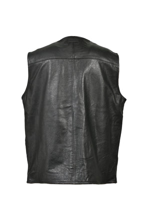 GRUNGE LEATHER CARGO VEST / BLK