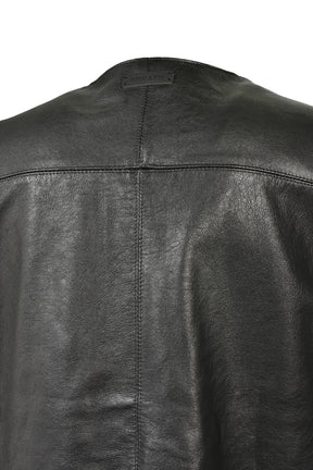 GRUNGE LEATHER CARGO VEST / BLK