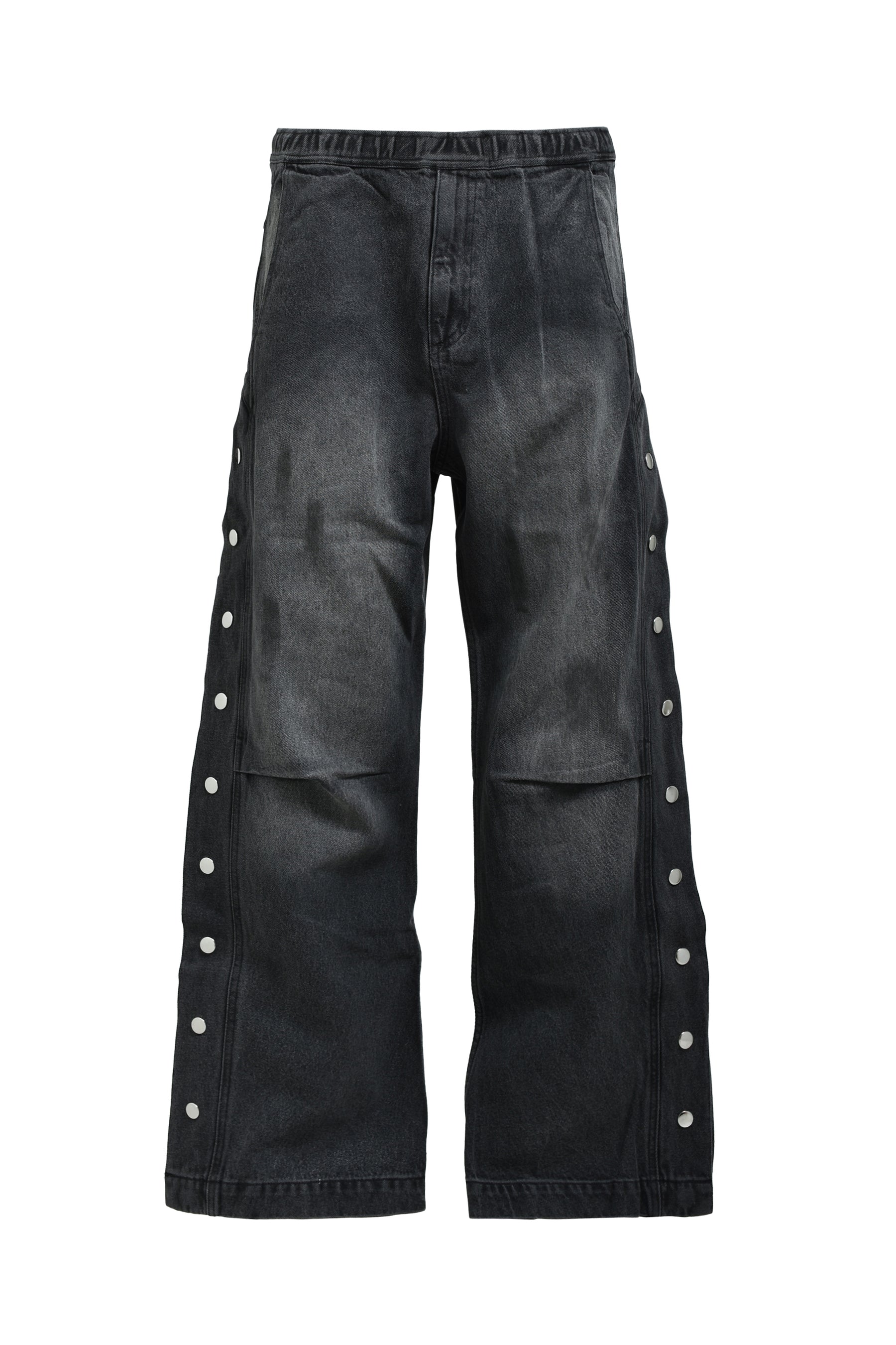 COATING SIDE BUTTON DENIM PANTS / BLK 