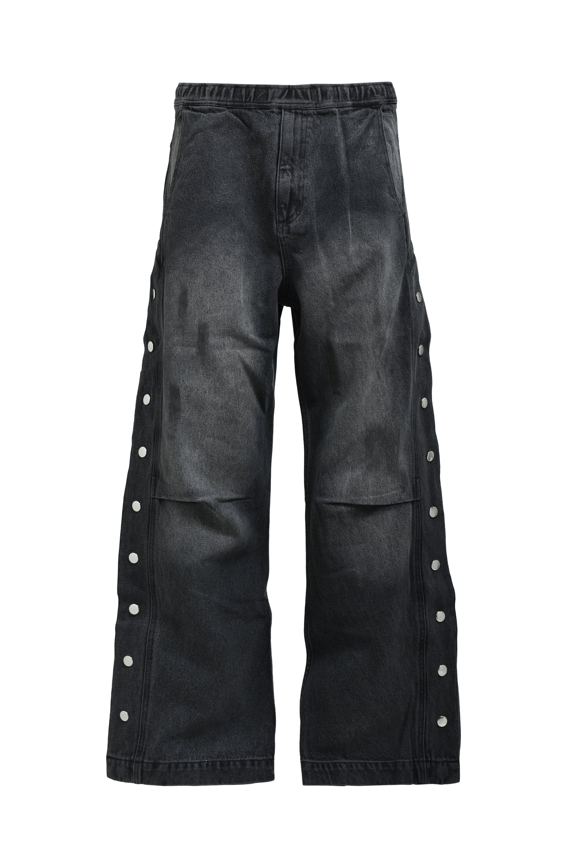 COATING SIDE BUTTON DENIM PANTS / BLK