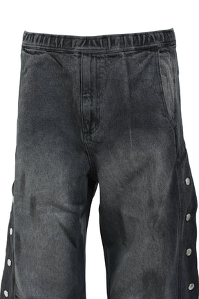 COATING SIDE BUTTON DENIM PANTS / BLK 