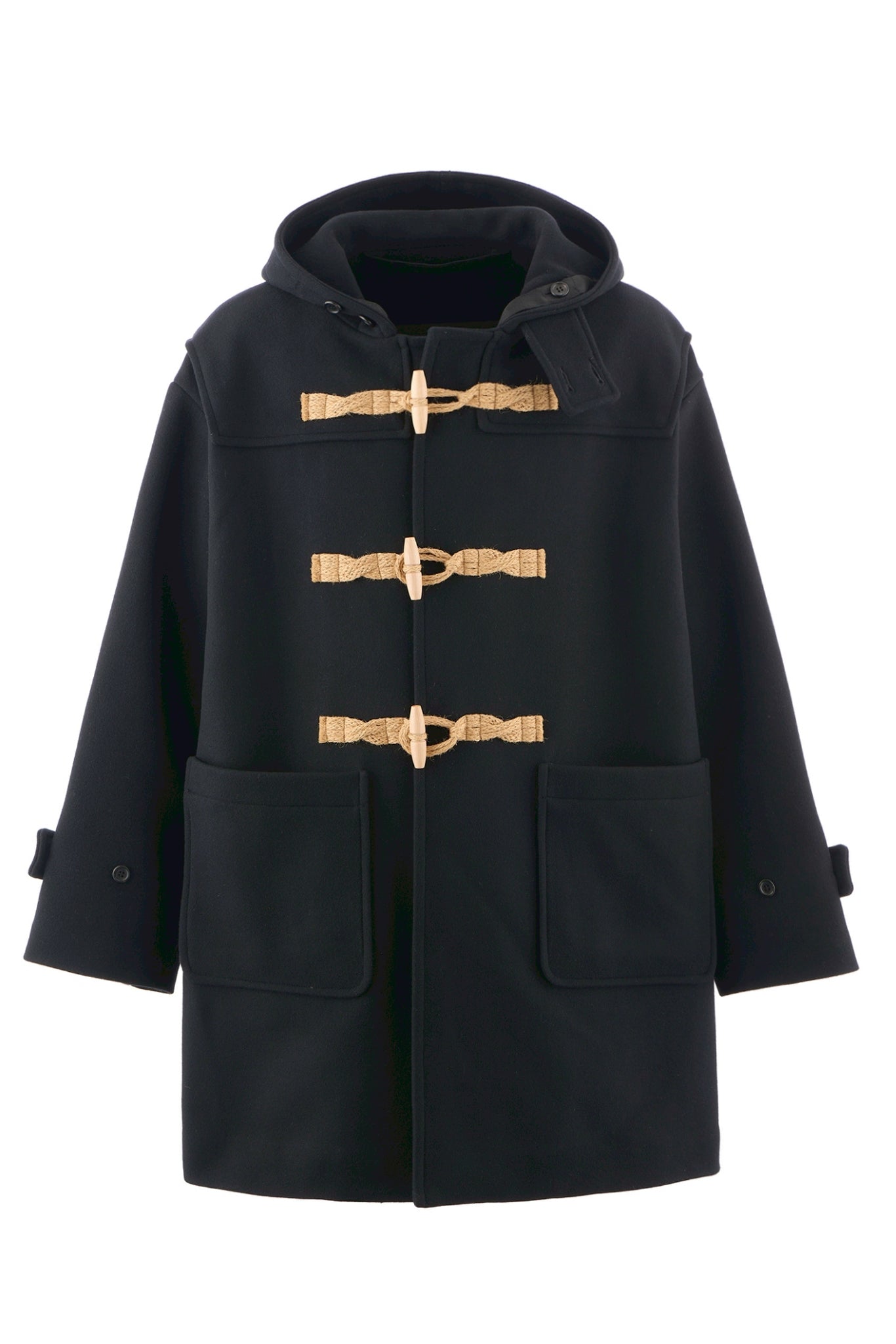 DUFFLE COAT/HOODED / BLK