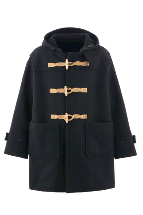 DUFFLE COAT/HOODED / BLACK 