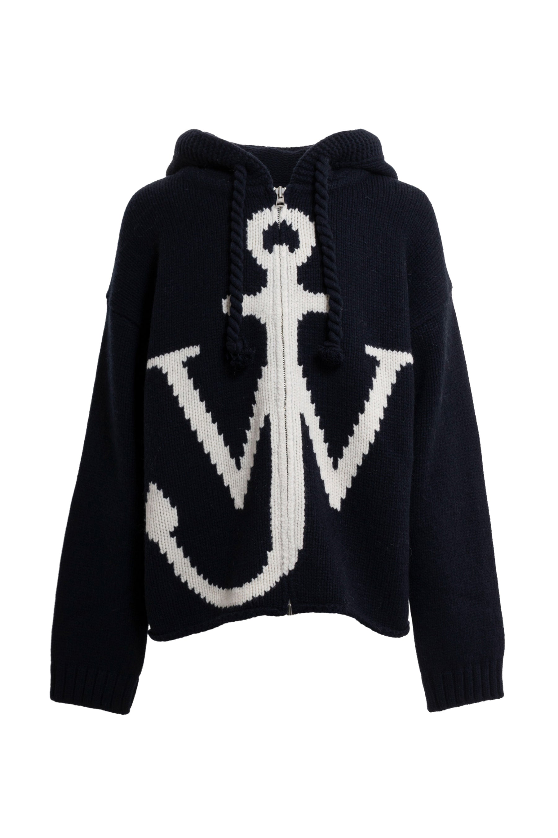 JW Anderson FW23 ZIP FRONT ANCHOR HOODIE / BLK - NUBIAN