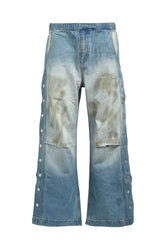 COATING SIDE BUTTON DENIM PANTS / IND