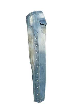 COATING SIDE BUTTON DENIM PANTS / IND