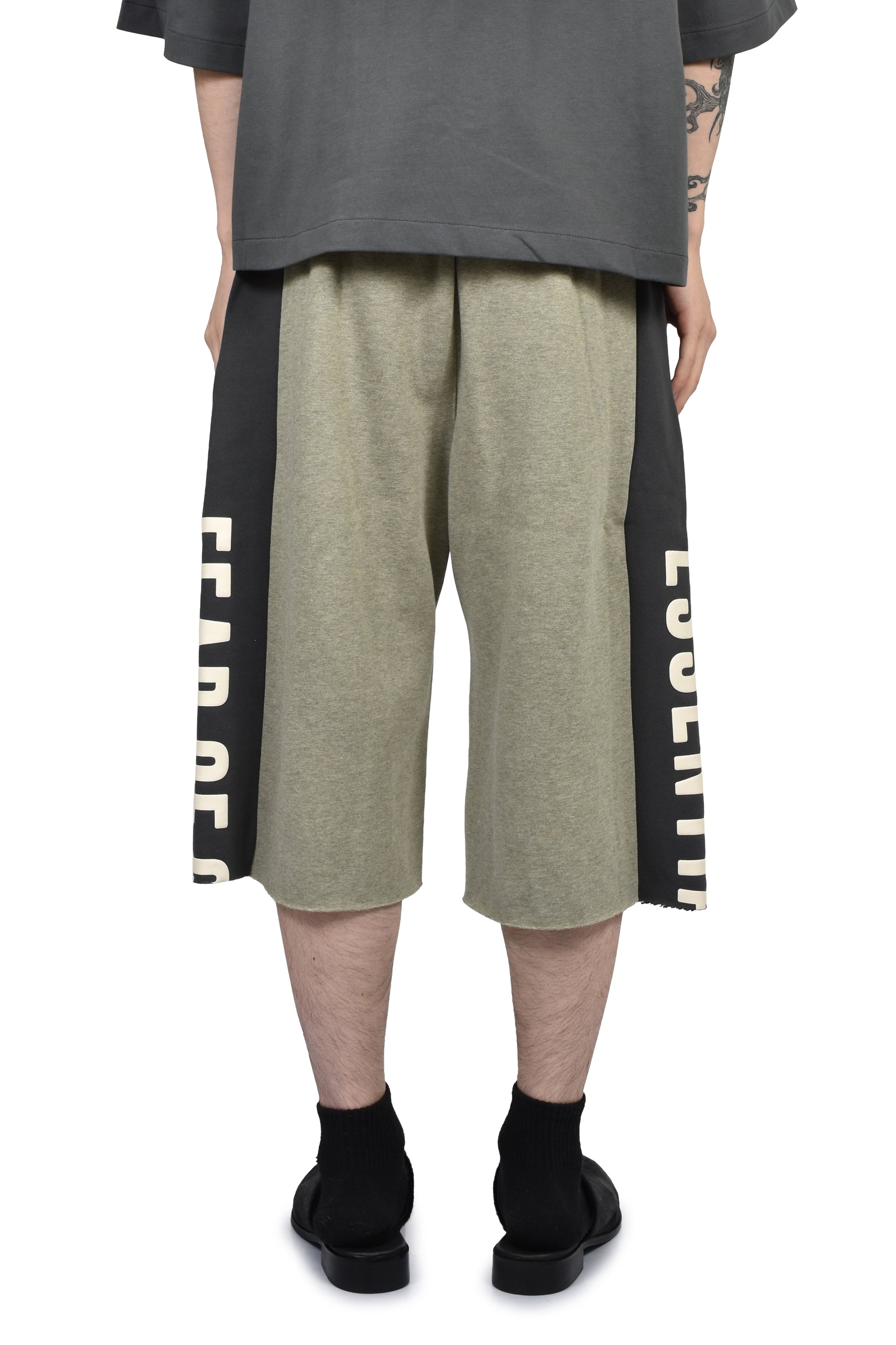 PANELLED RAW CUT OFF SWEATPANT / SEAL HEATHER / IRON GRY
