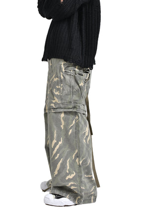 CAMOUFLAGE WASH CARGO PANTS / KHA