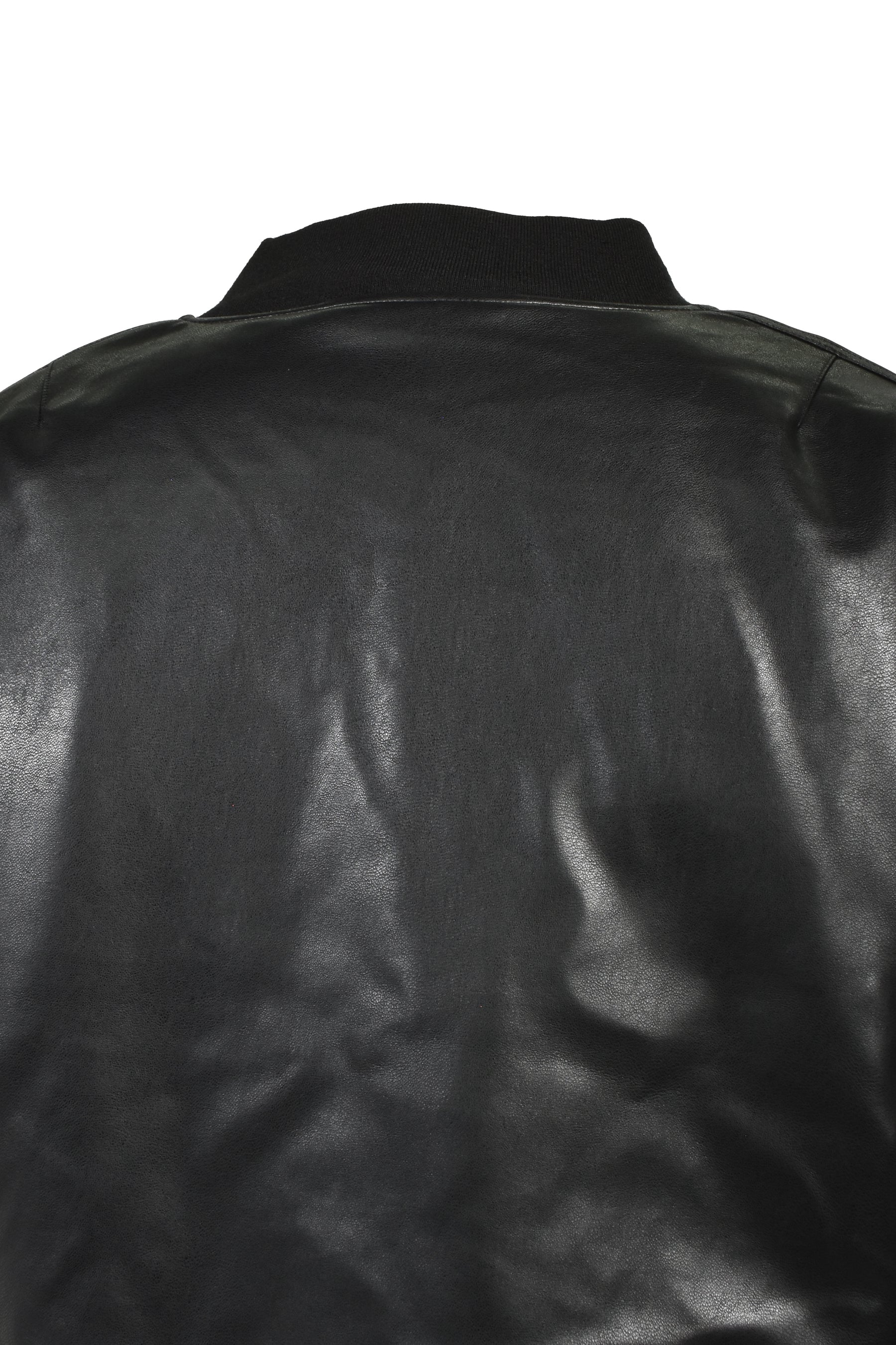 FAUX LEATHER BOMBER JACKET / BLK 