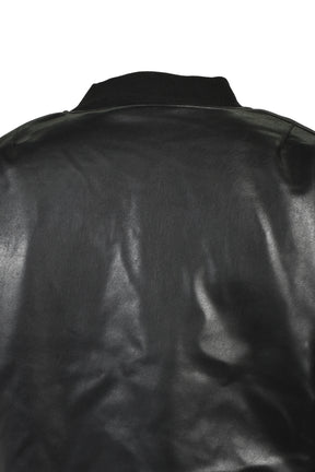 FAUX LEATHER BOMBER JACKET / BLK 