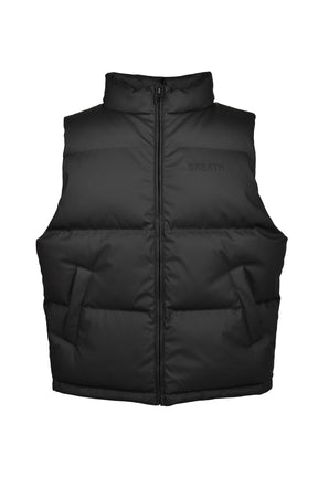 FAUX LEATHER MATTE DOWN VEST / BLK
