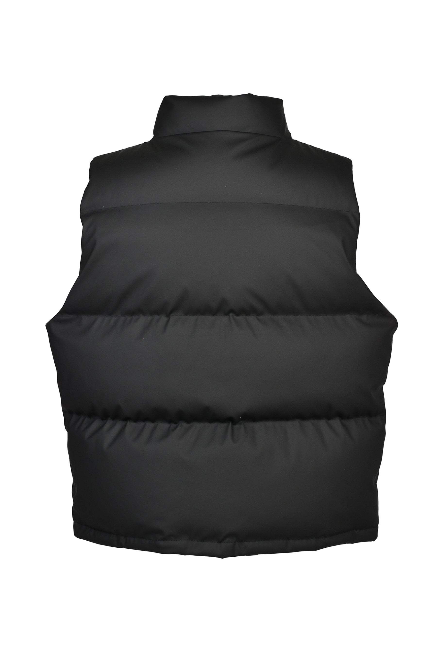 FAUX LEATHER MATTE DOWN VEST / BLK