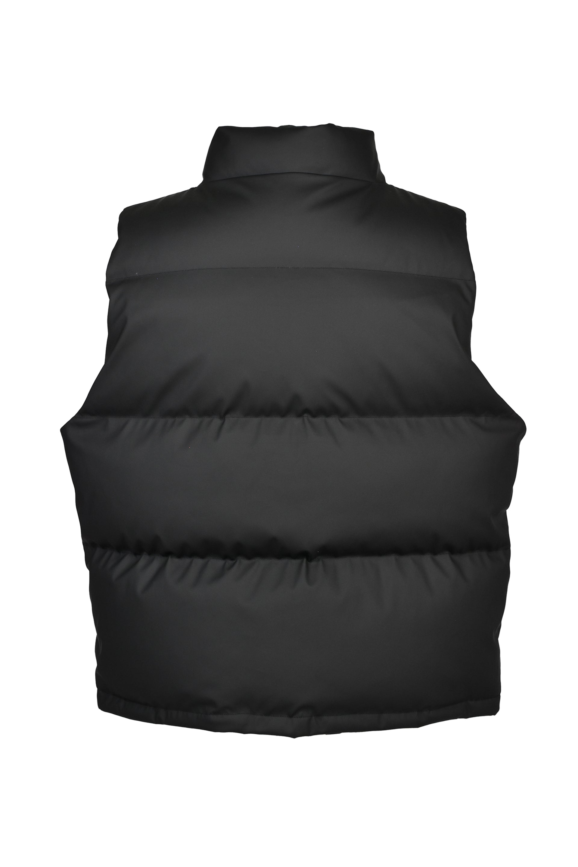 FAUX LEATHER MATTE DOWN VEST / BLK