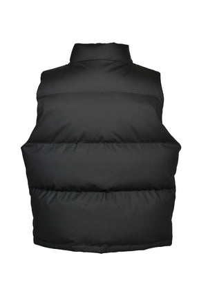 FAUX LEATHER MATTE DOWN VEST / BLK