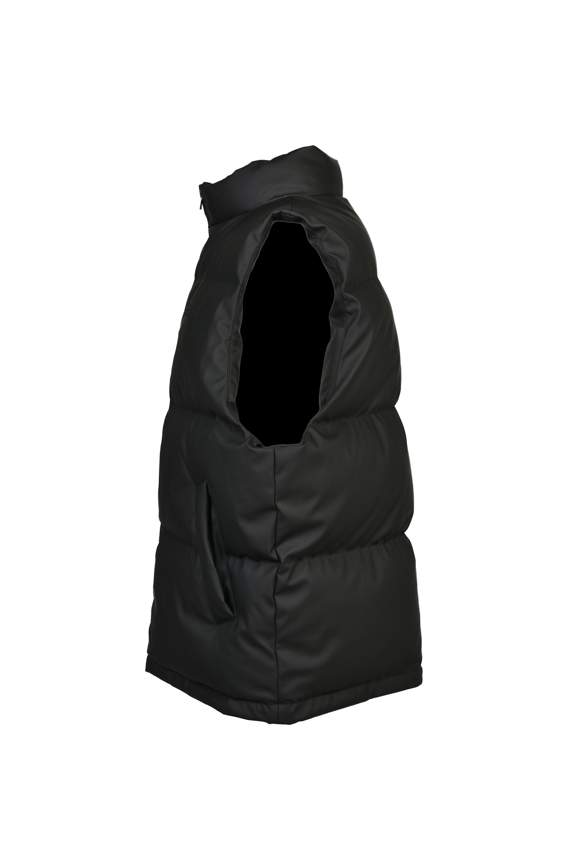 FAUX LEATHER MATTE DOWN VEST / BLK