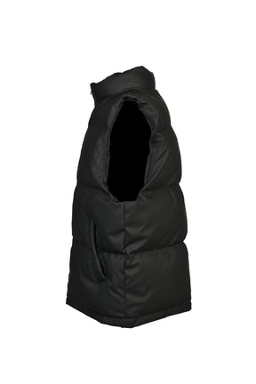 FAUX LEATHER MATTE DOWN VEST / BLK