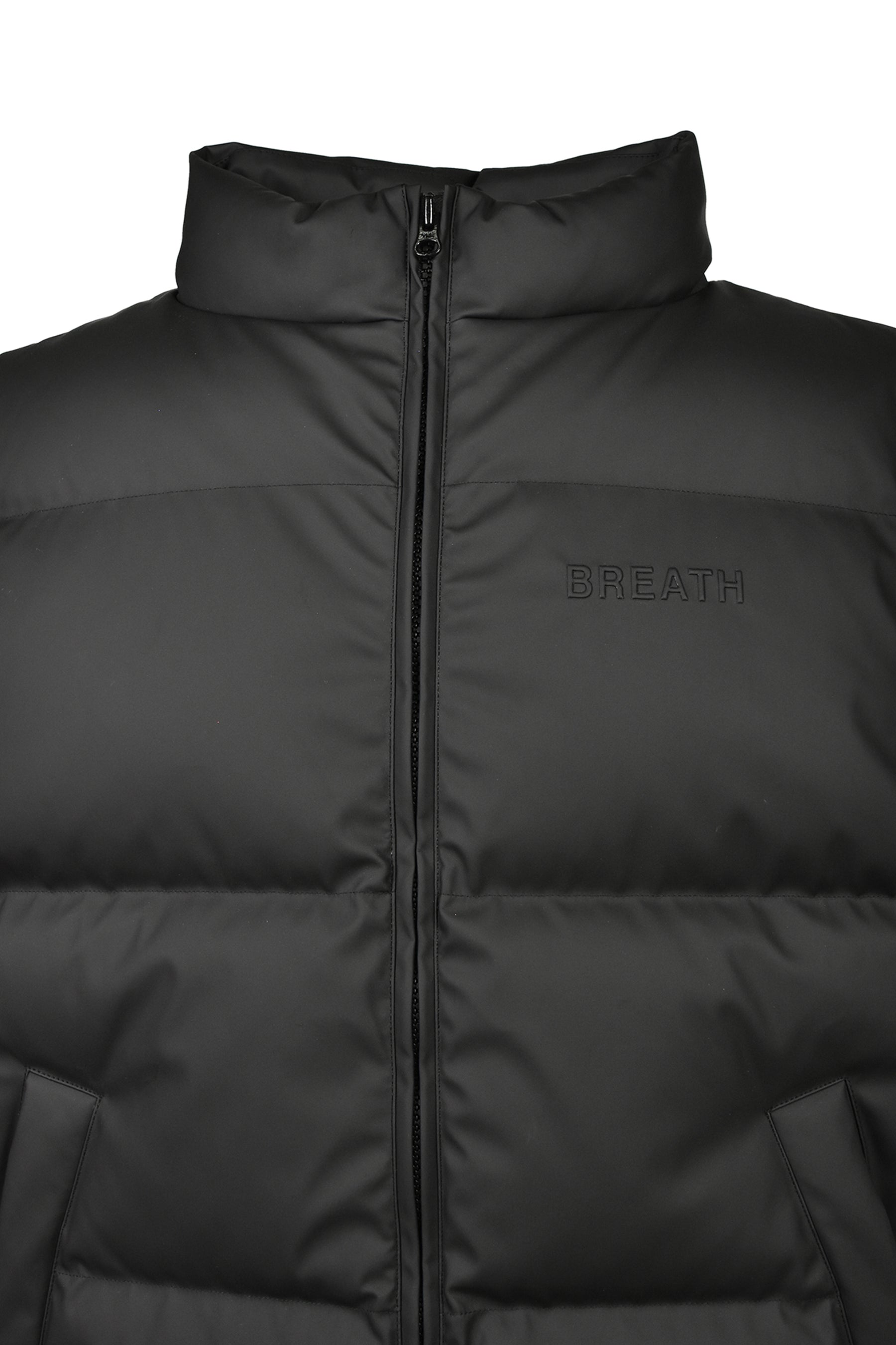 FAUX LEATHER MATTE DOWN VEST / BLK