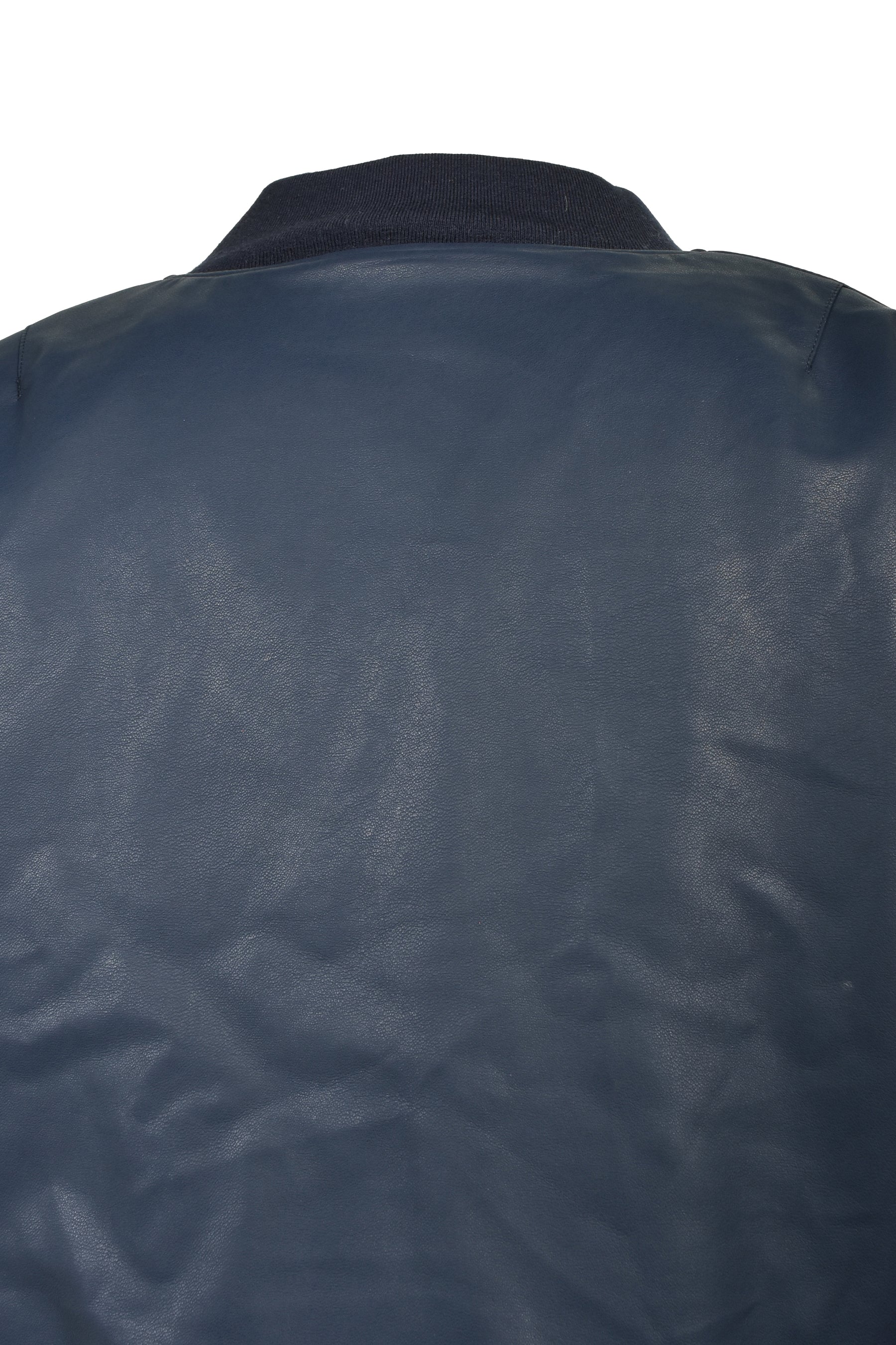 FAUX LEATHER BOMBER JACKET / NAV