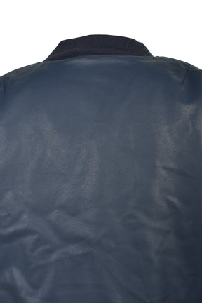 FAUX LEATHER BOMBER JACKET / NAV