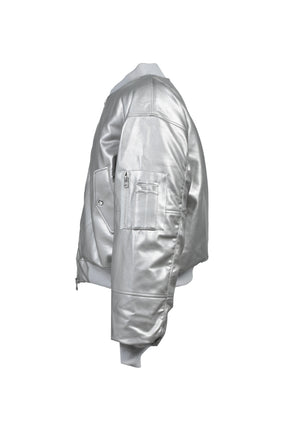 FAUX LEATHER BOMBER JACKET / SIL