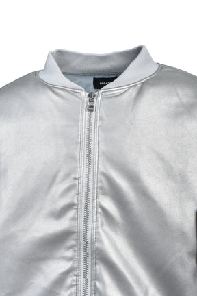 FAUX LEATHER BOMBER JACKET / SIL