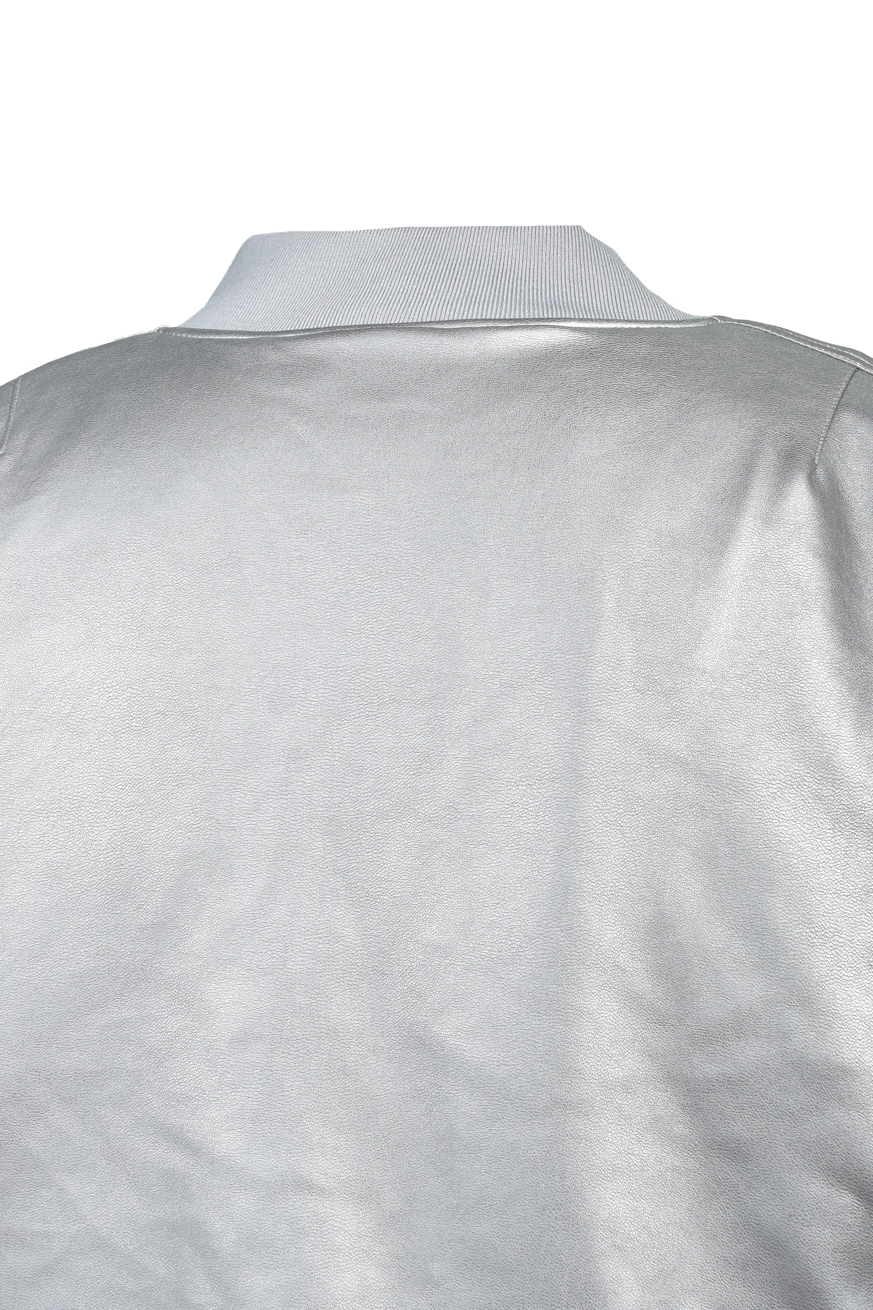 FAUX LEATHER BOMBER JACKET / SIL