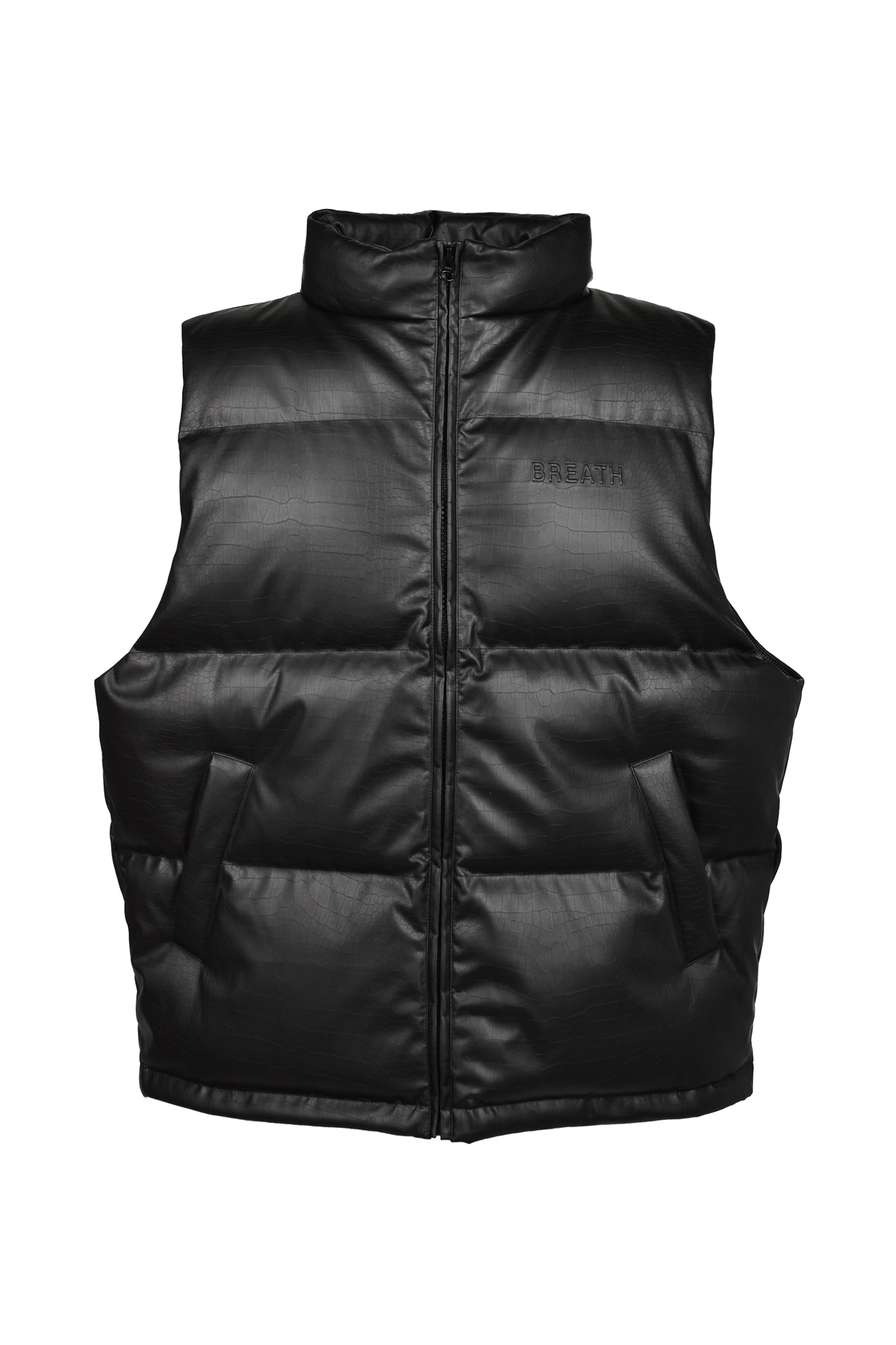 BREATH ブレス FW26 FAUX LEATHER MATTE DOWN VEST / CROCODILE