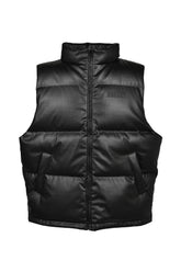 FAUX LEATHER MATTE DOWN VEST / CROCODILE