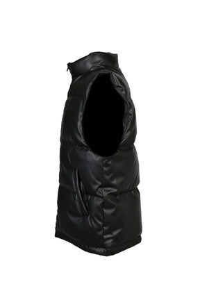 FAUX LEATHER MATTE DOWN VEST / CROCODILE