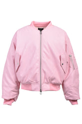 FAUX LEATHER BOMBER JACKET / PINK