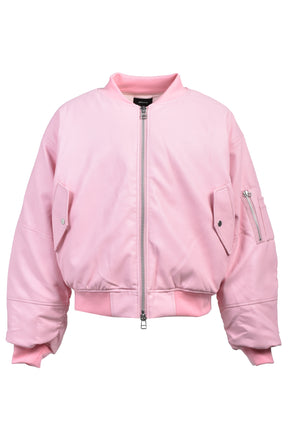 FAUX LEATHER BOMBER JACKET / PINK