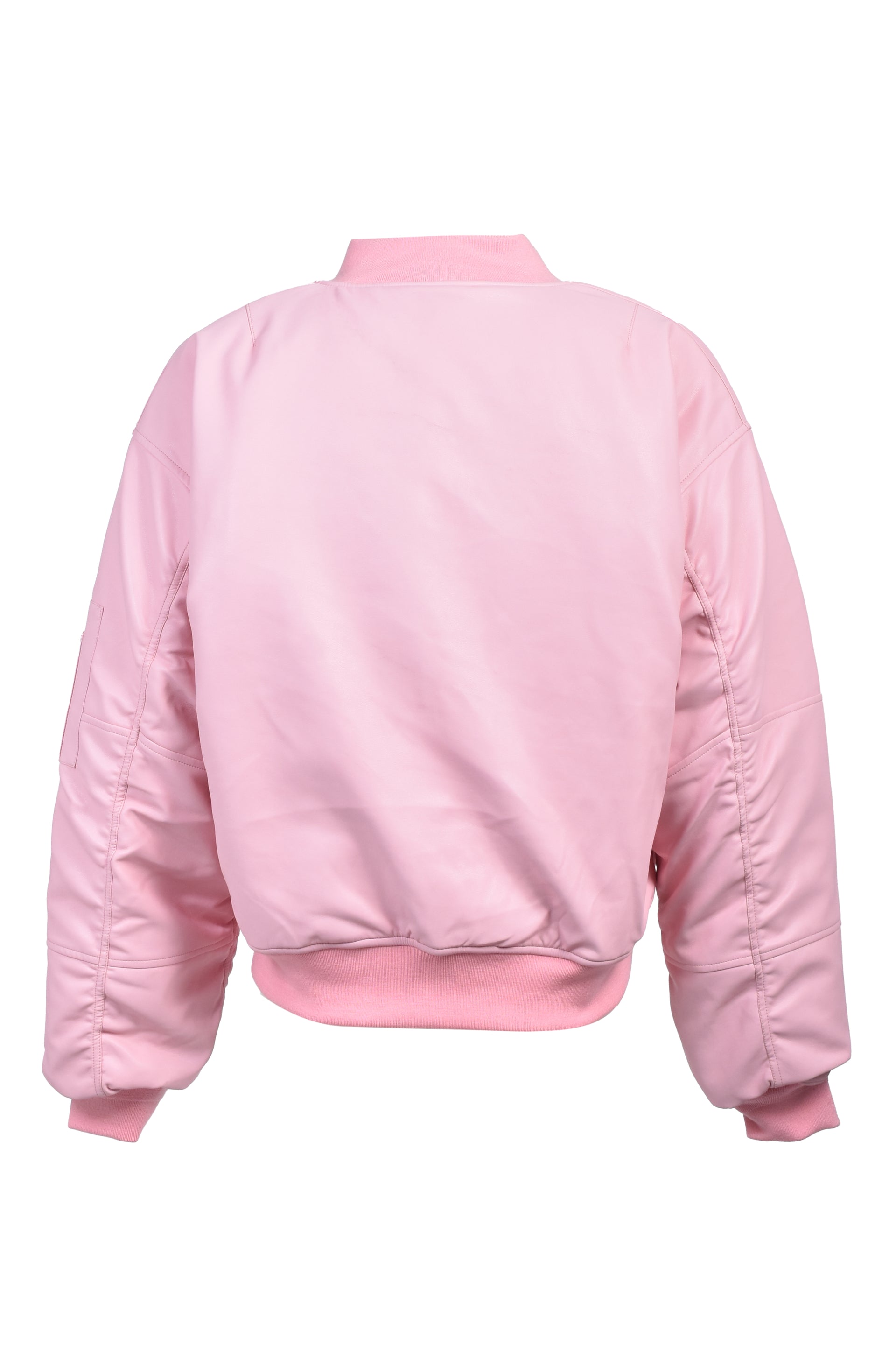 FAUX LEATHER BOMBER JACKET / PINK