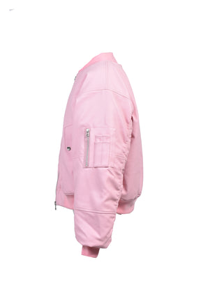 FAUX LEATHER BOMBER JACKET / PINK