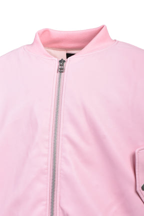 FAUX LEATHER BOMBER JACKET / PINK