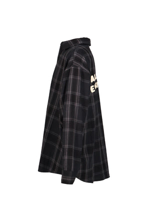 BUTTON UP SHIRT / VTG BLK PLAID