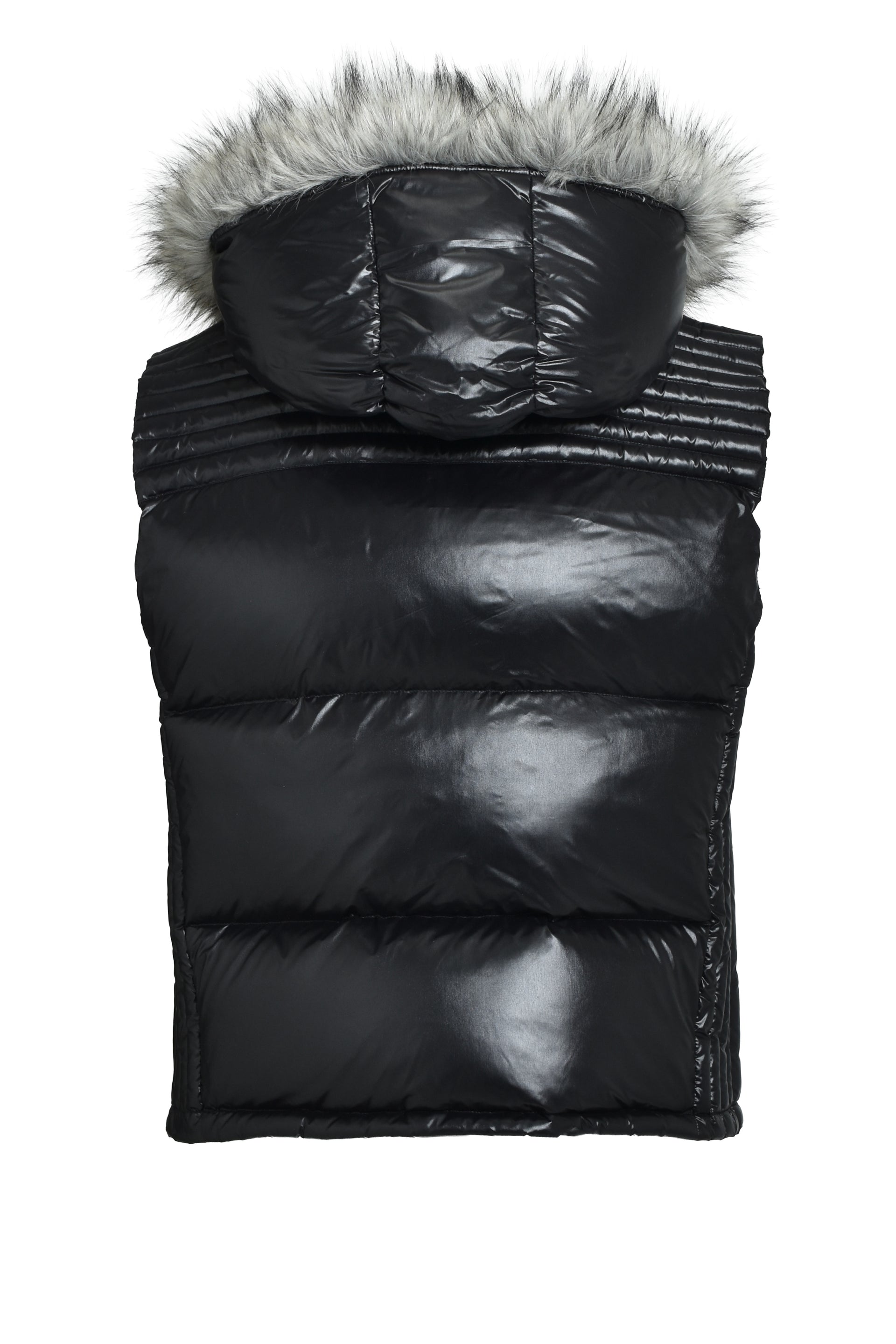 FUR SHINY DOWN VEST / BLK