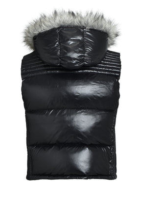 FUR SHINY DOWN VEST / BLACK 