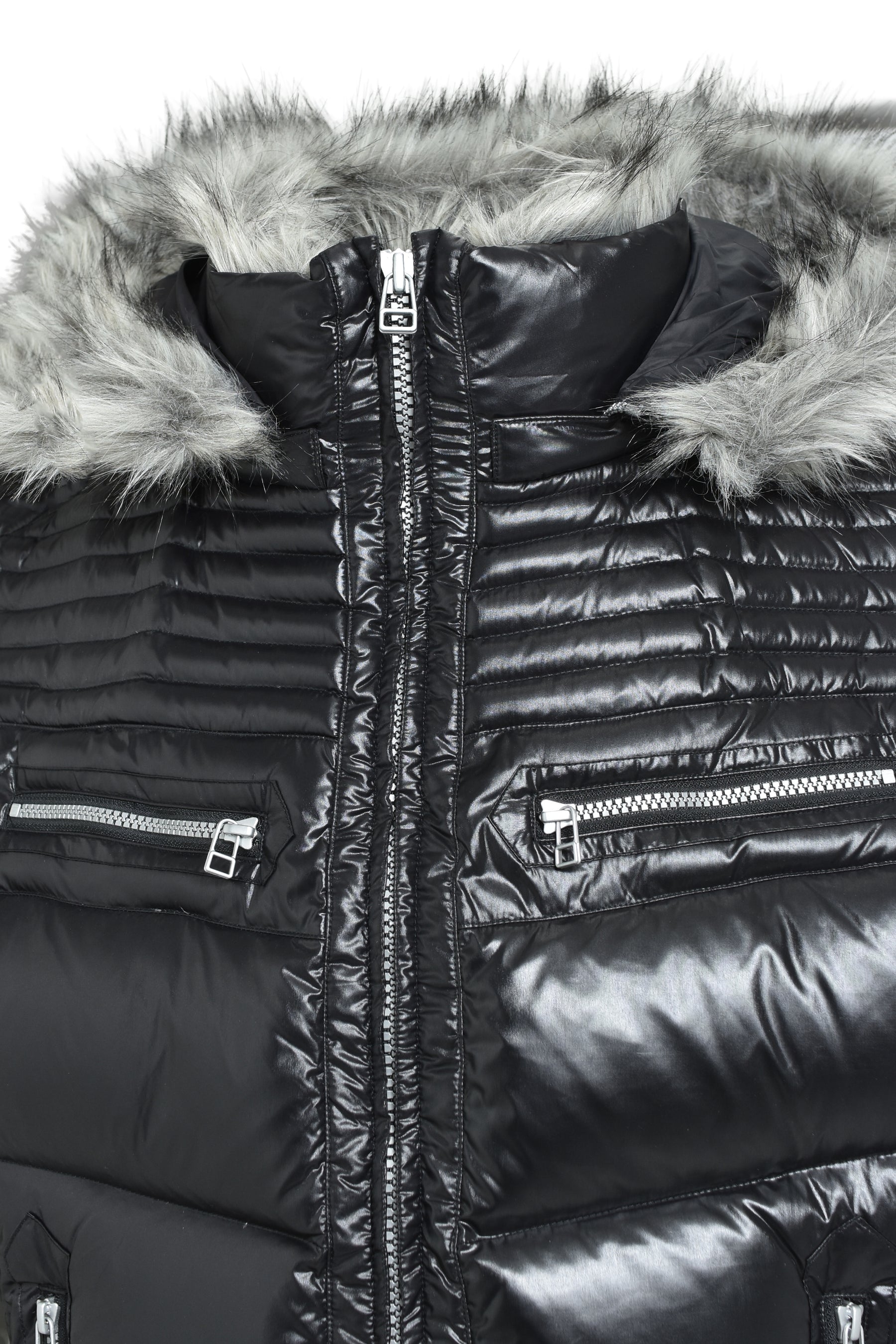 FUR SHINY DOWN VEST / BLACK 