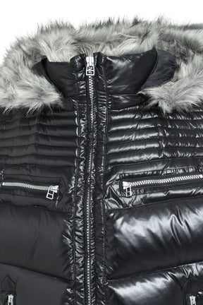 FUR SHINY DOWN VEST / BLACK 